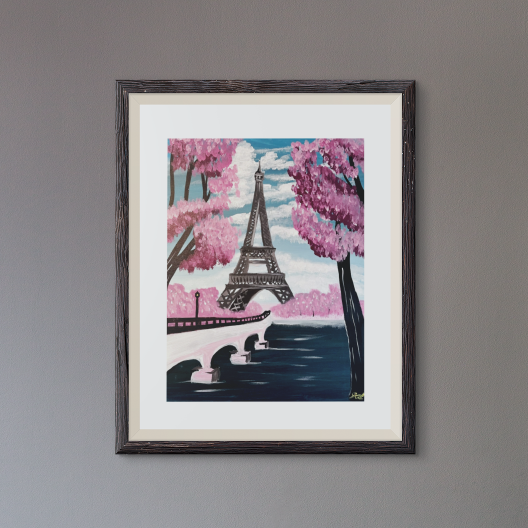 Pink Dreams in Paris - Acrylic painting 16''x20''