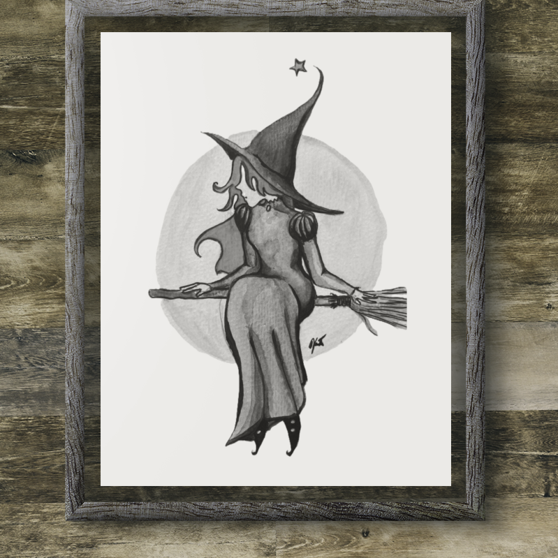 Imprimé Sorcière - Print Witch B&W