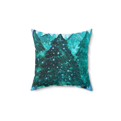 Mountain Retreat Decorative Pillow - Cozy Green and Blue Design for Home Decor