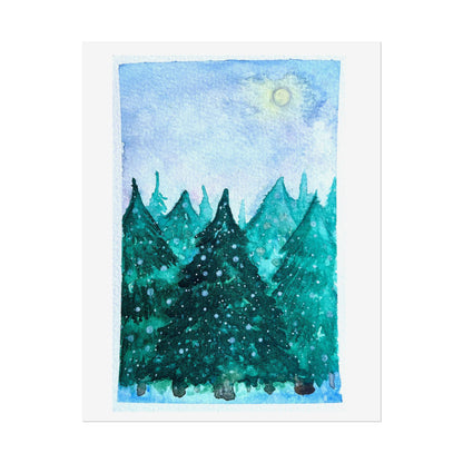 Serene Nature Rolled Poster - Watercolor Forest Landscape Art