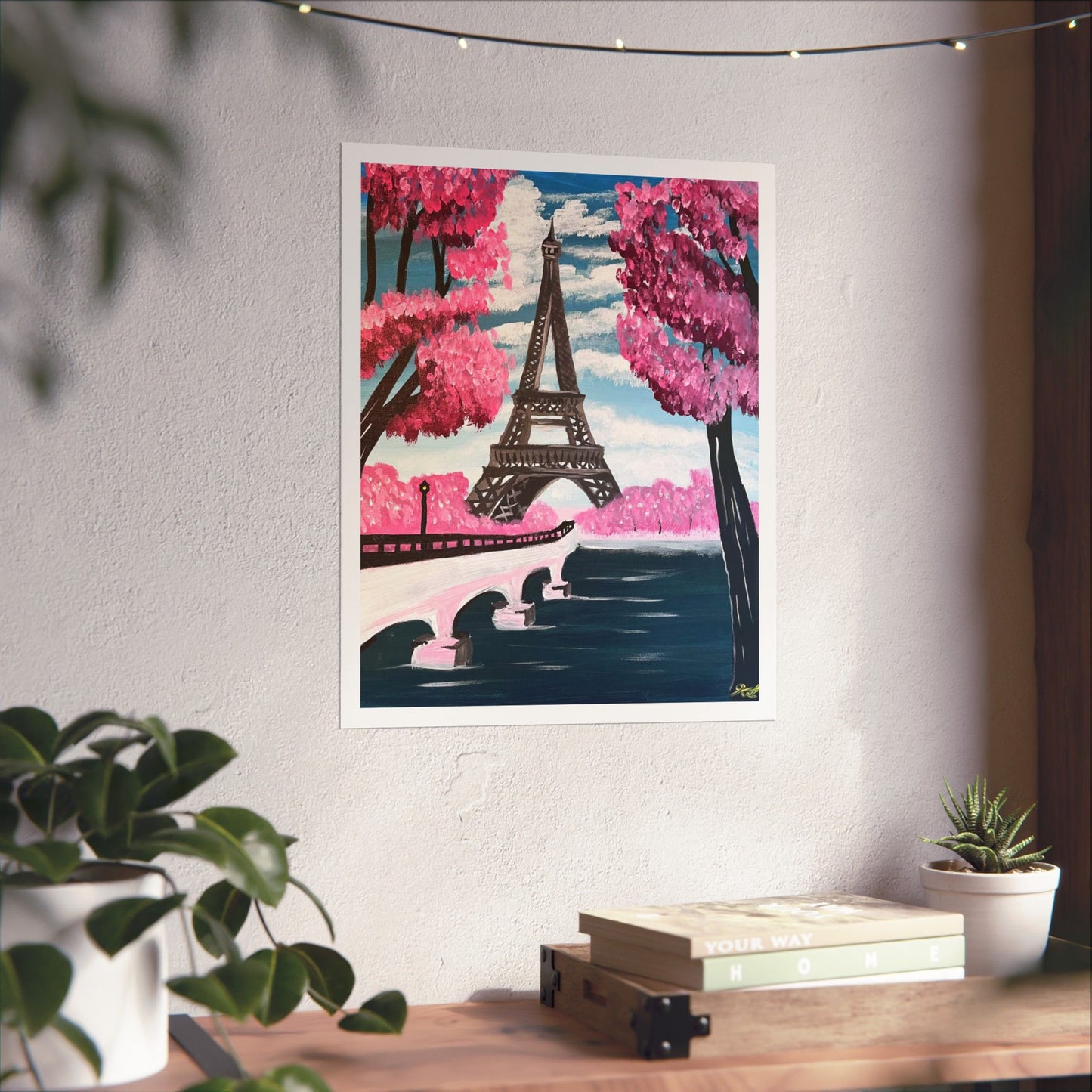 Eiffel Tower Cherry Blossom Matte Print- Paris Wall Art Decor