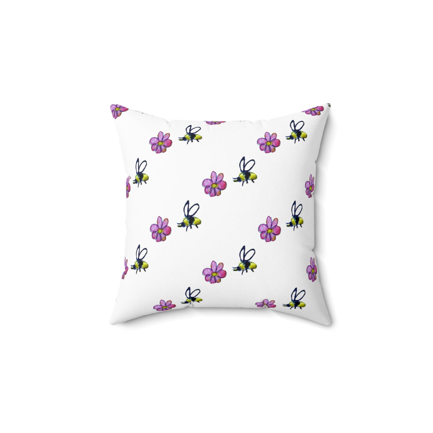 Spun Polyester Square Pillow bees v2