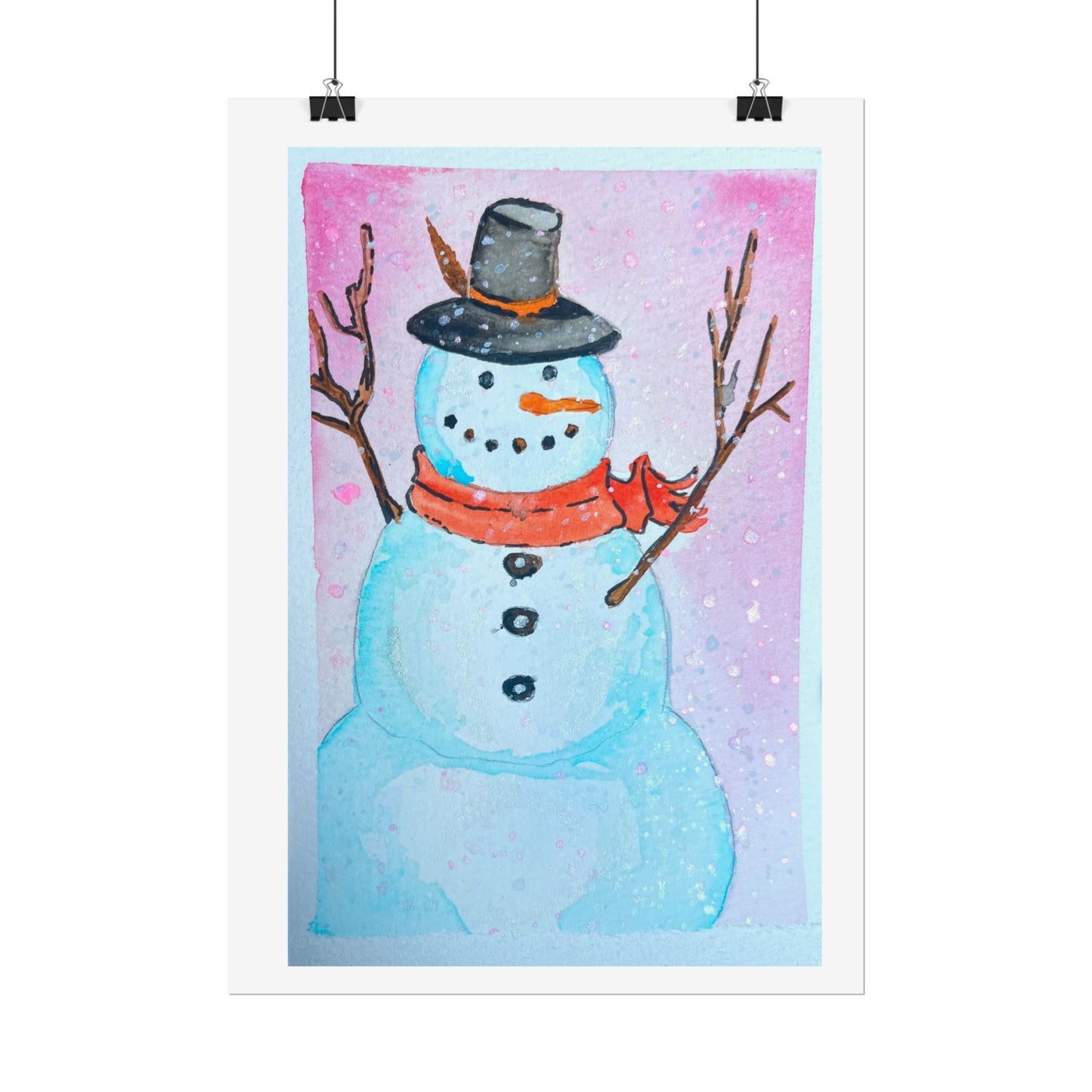 Whimsical Snowman Rolled Poster - Winter Decor for Holiday Celebrations