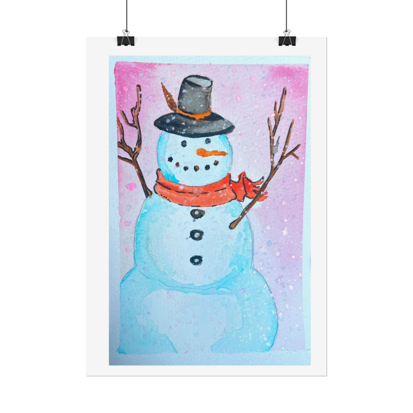 Whimsical Snowman Rolled Poster - Winter Decor for Holiday Celebrations