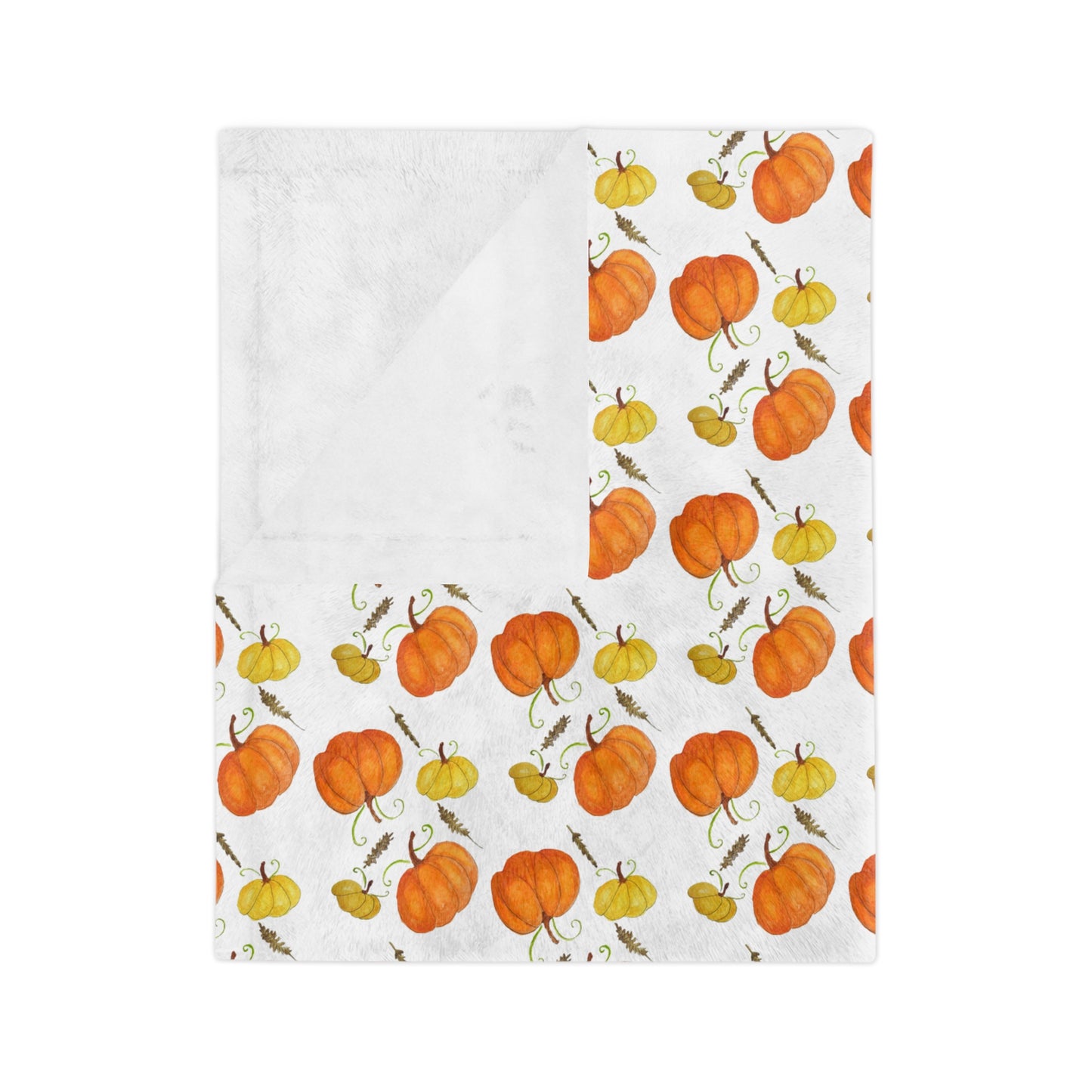 Velveteen Microfiber Blanket- pumpkins and leaf