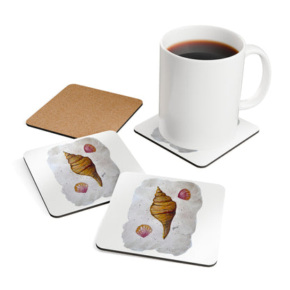 Corkwood Coaster Set - sea shell