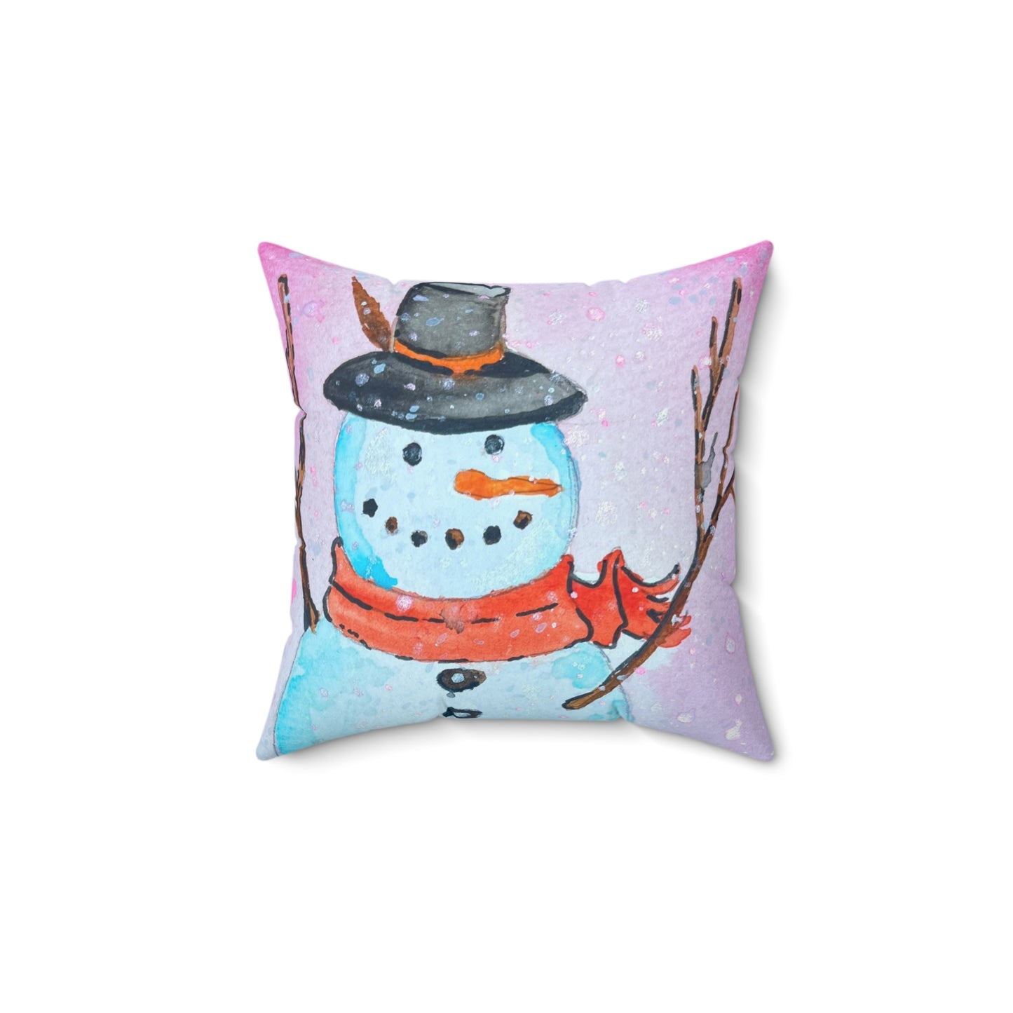 Winter Snowman Throw Pillow - Festive Decor for Cozy Homes