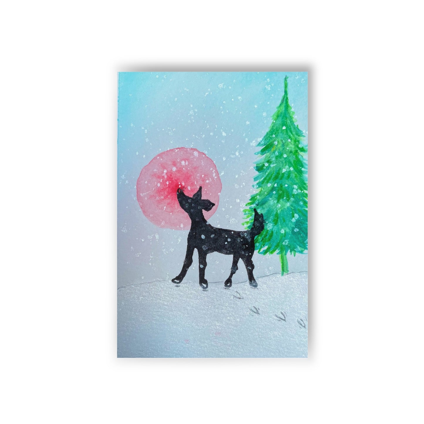 Winter Holiday Postcards Set - 10 Cute Designs with Dog and Snow Scene