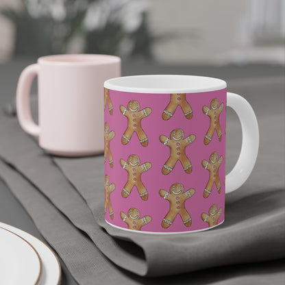 Festive Gingerbread Men Ceramic Mug - Perfect for Holidays & Cozy Coffee Moments