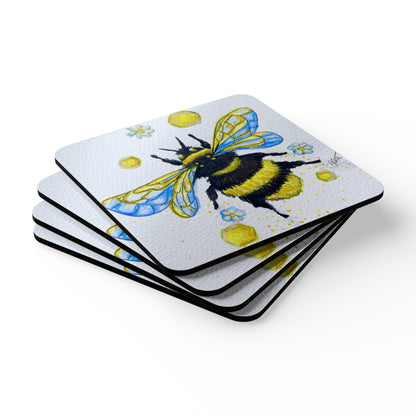 Corkwood Coaster Set - bee