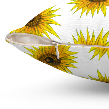 Spun Polyester Square Pillow- Sunflowers