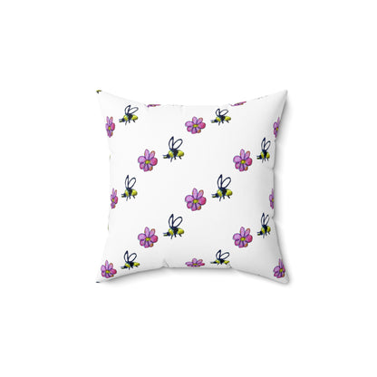 Spun Polyester Square Pillow bees v2