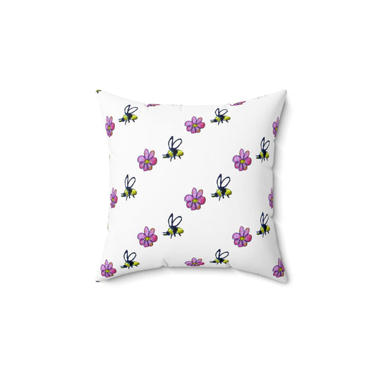 Spun Polyester Square Pillow bees v2