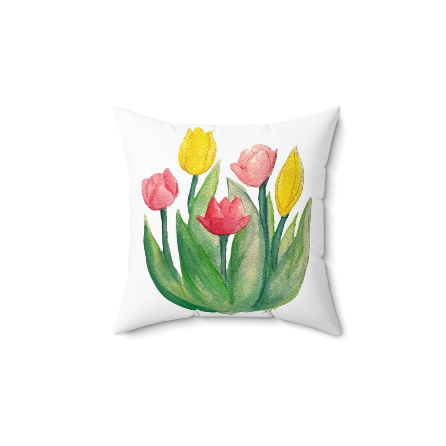 Spun Polyester Square Pillow - Tulips