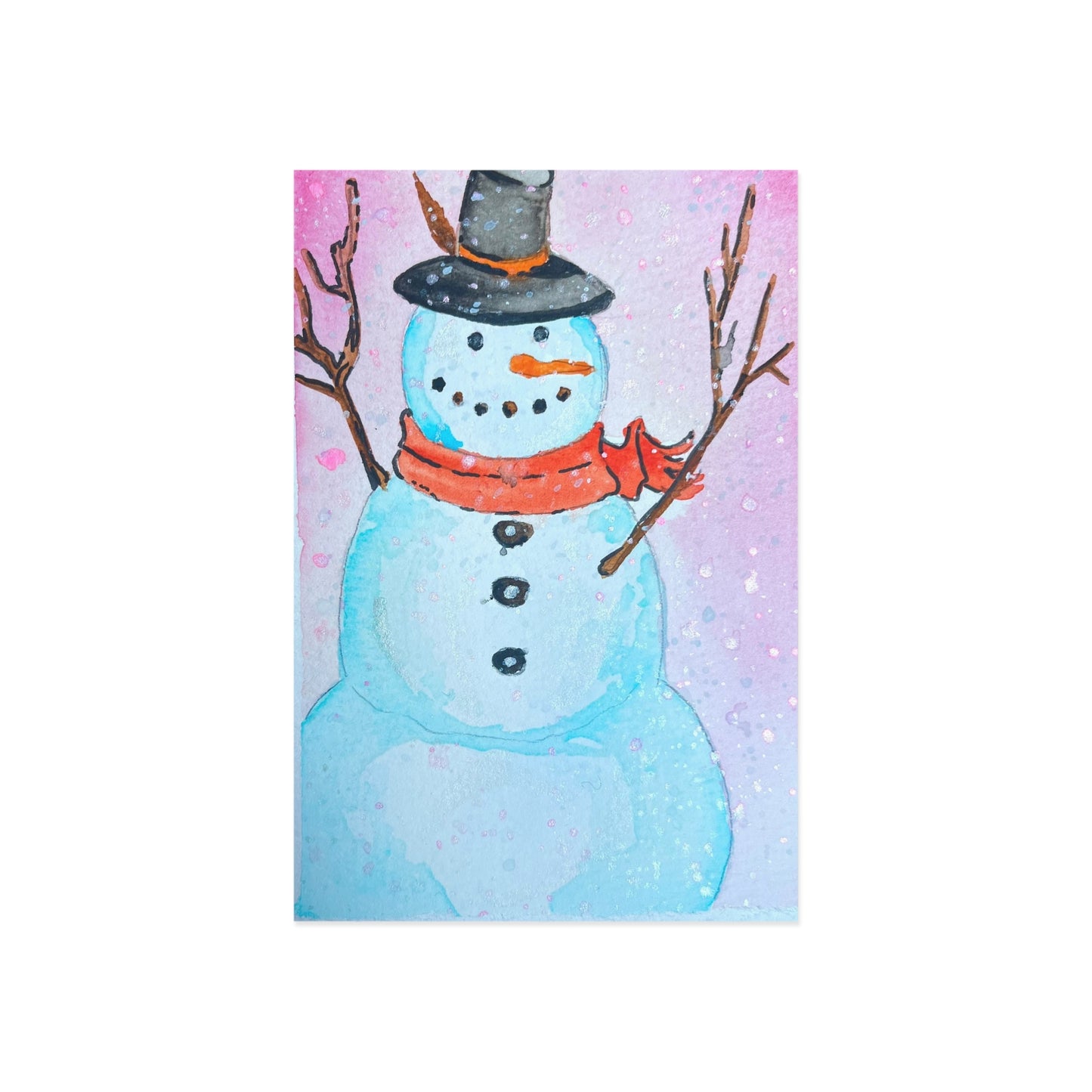 Whimsical Snowman Fine Art Postcards – Perfect for Holiday Wishes