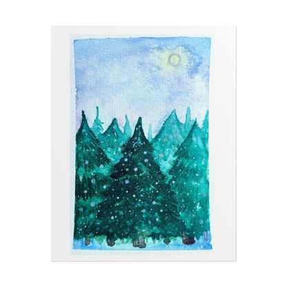 Serene Nature Rolled Poster - Watercolor Forest Landscape Art