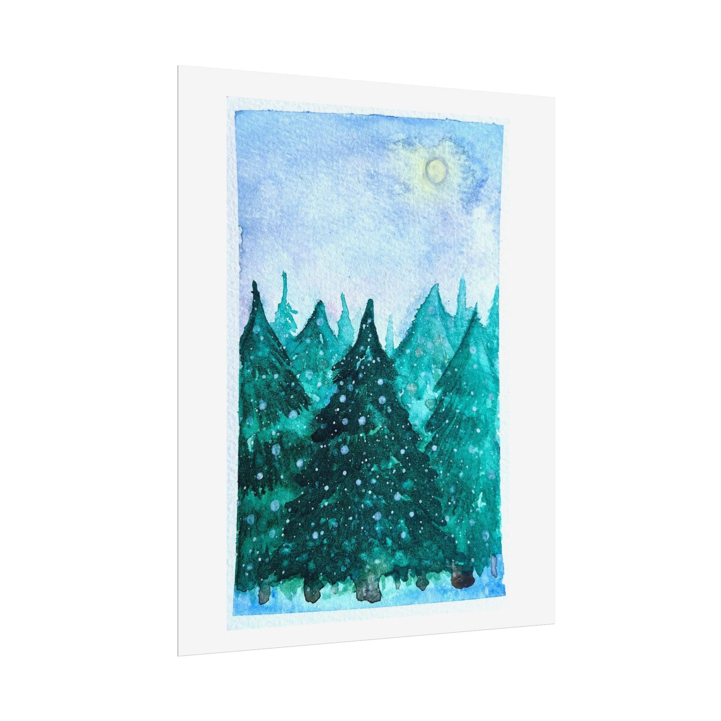 Serene Nature Rolled Poster - Watercolor Forest Landscape Art