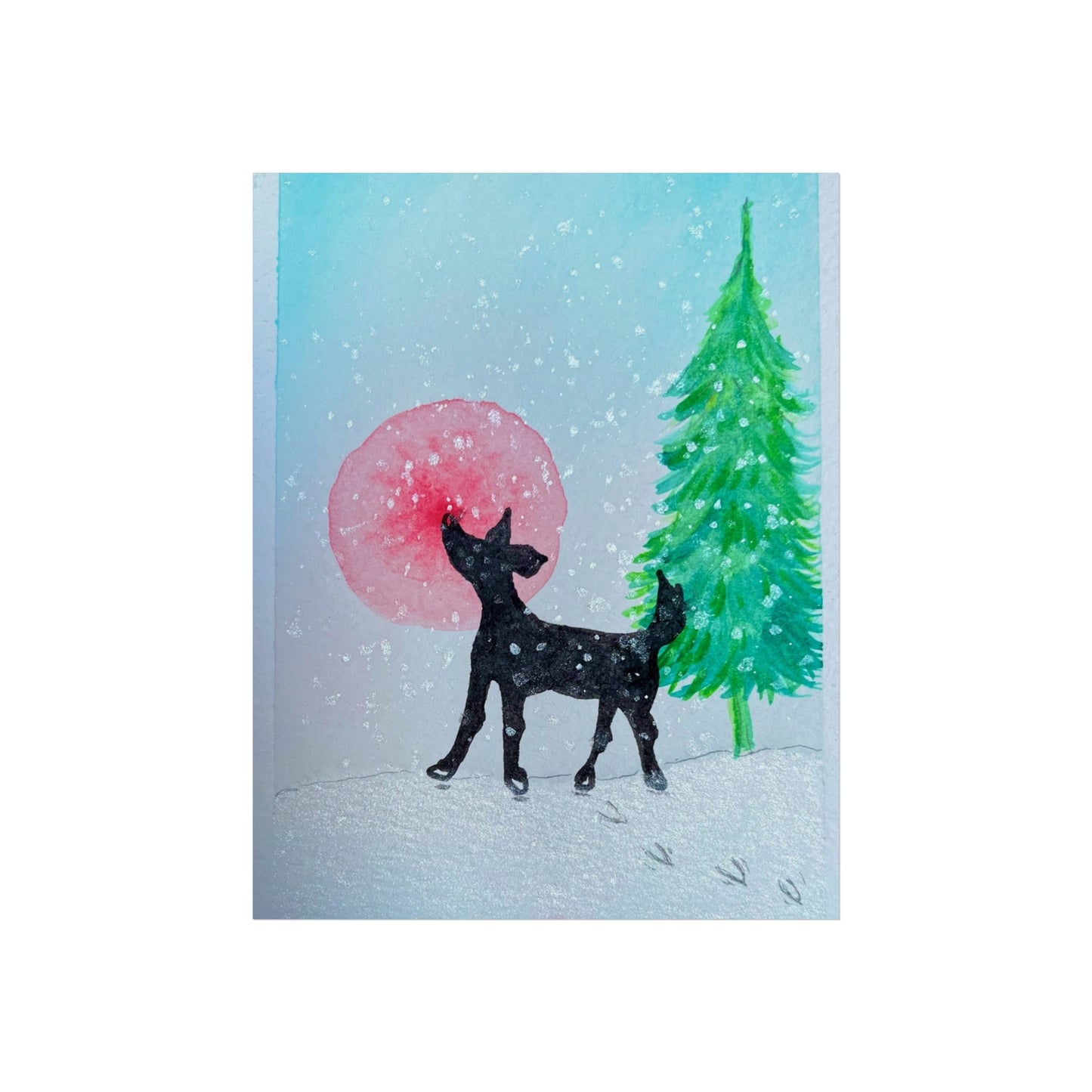 Whimsical  Raindeer Fine Art Poster - Winter Wonderland Decor