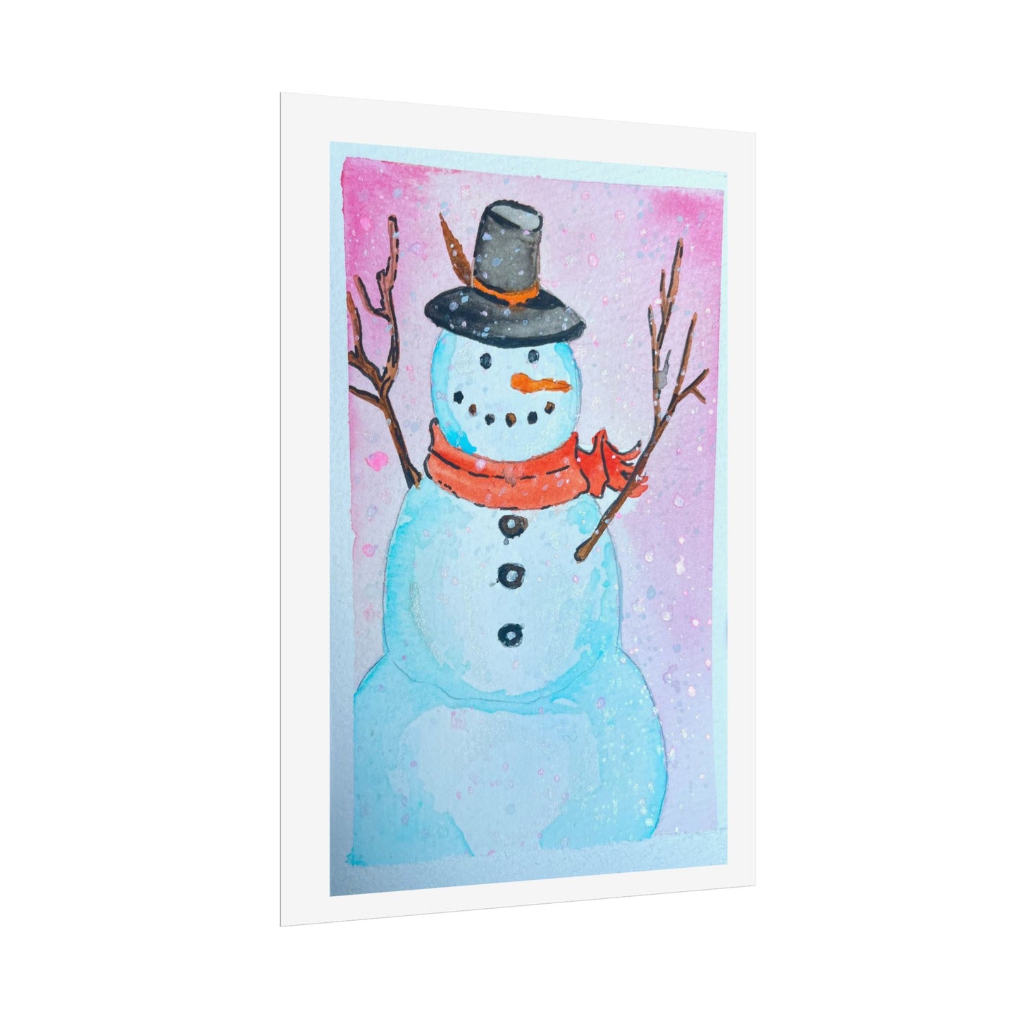 Whimsical Snowman Rolled Poster - Winter Decor for Holiday Celebrations