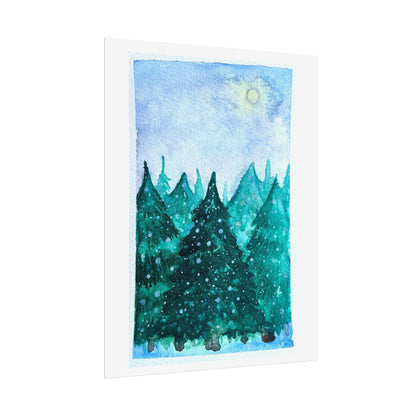 Serene Nature Rolled Poster - Watercolor Forest Landscape Art