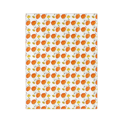 Velveteen Microfiber Blanket- pumpkins and leaf