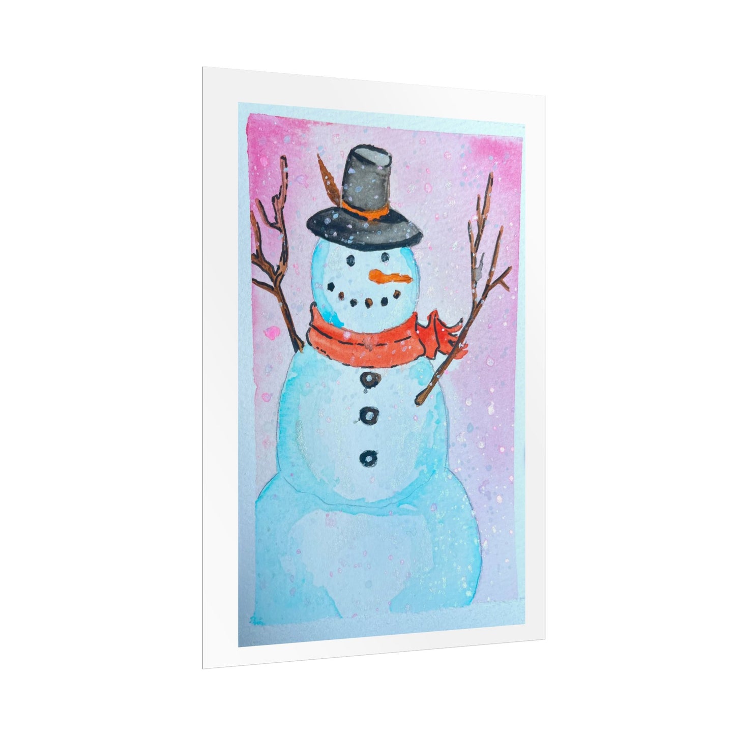 Whimsical Snowman Rolled Poster - Winter Decor for Holiday Celebrations