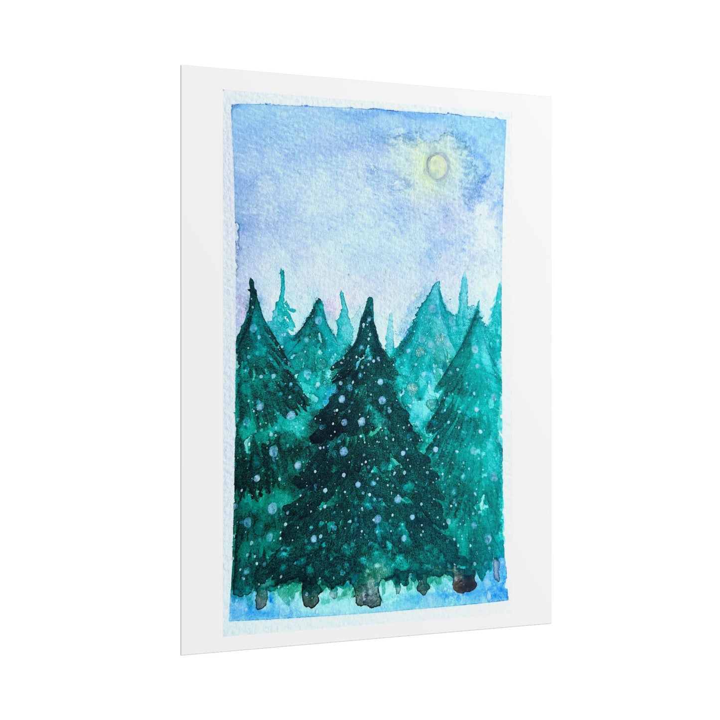 Serene Nature Rolled Poster - Watercolor Forest Landscape Art