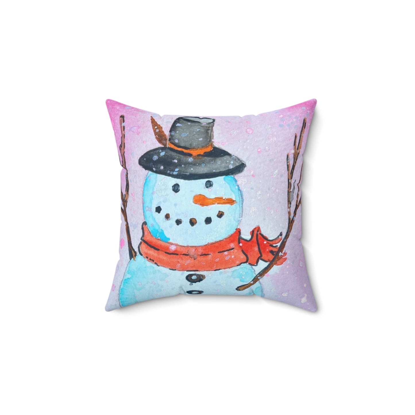 Winter Snowman Throw Pillow - Festive Decor for Cozy Homes