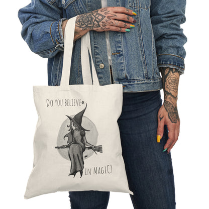 Natural Tote Bag - Witch B&W