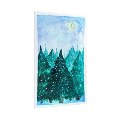 Serene Nature Rolled Poster - Watercolor Forest Landscape Art