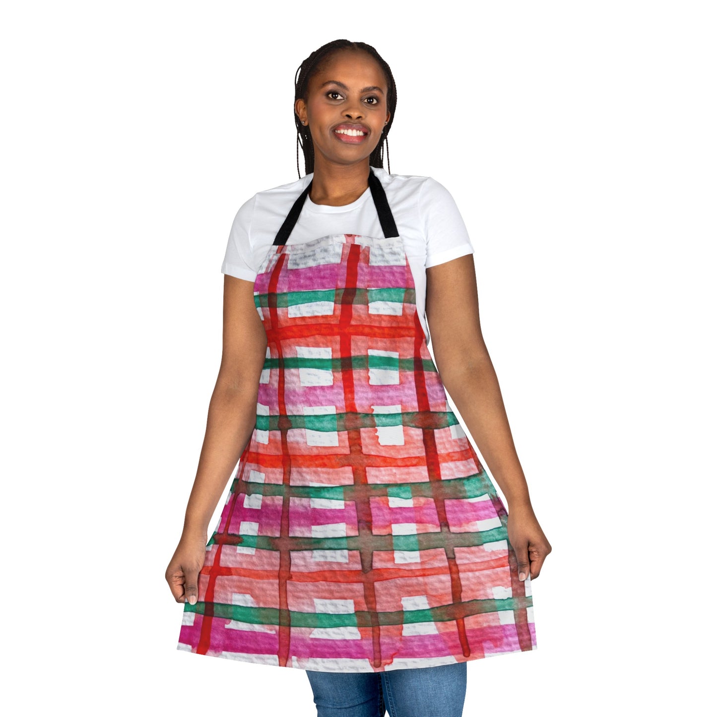 Apron, 5-Color Straps Accent - Strawberries