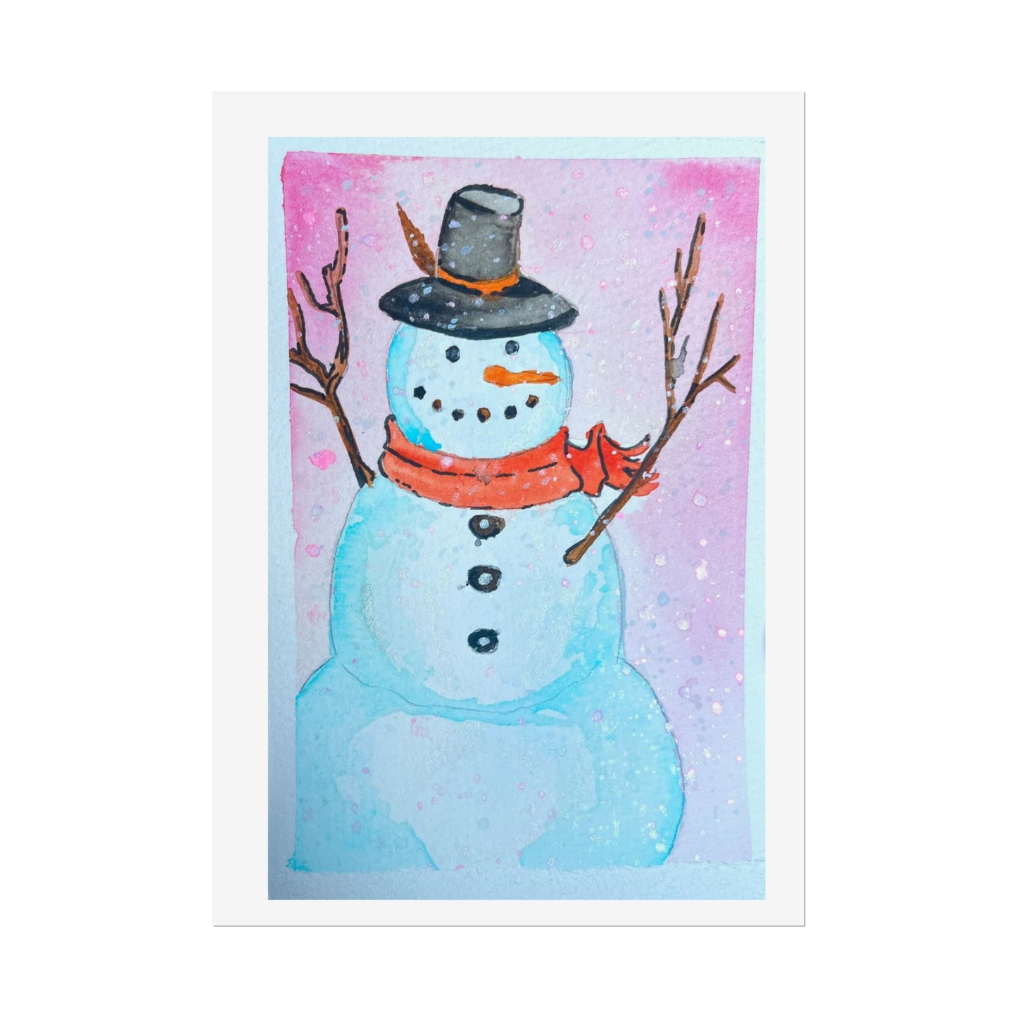 Whimsical Snowman Rolled Poster - Winter Decor for Holiday Celebrations