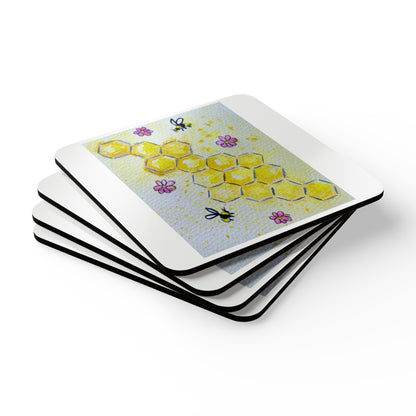 Corkwood Coaster Set bees