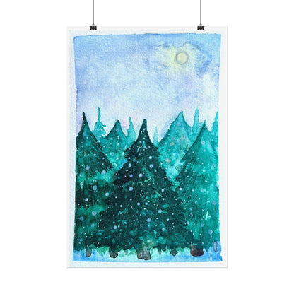 Serene Nature Rolled Poster - Watercolor Forest Landscape Art