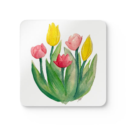 Corkwood Coaster Set - Tulips