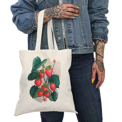 Natural Tote Bag - Strawberries