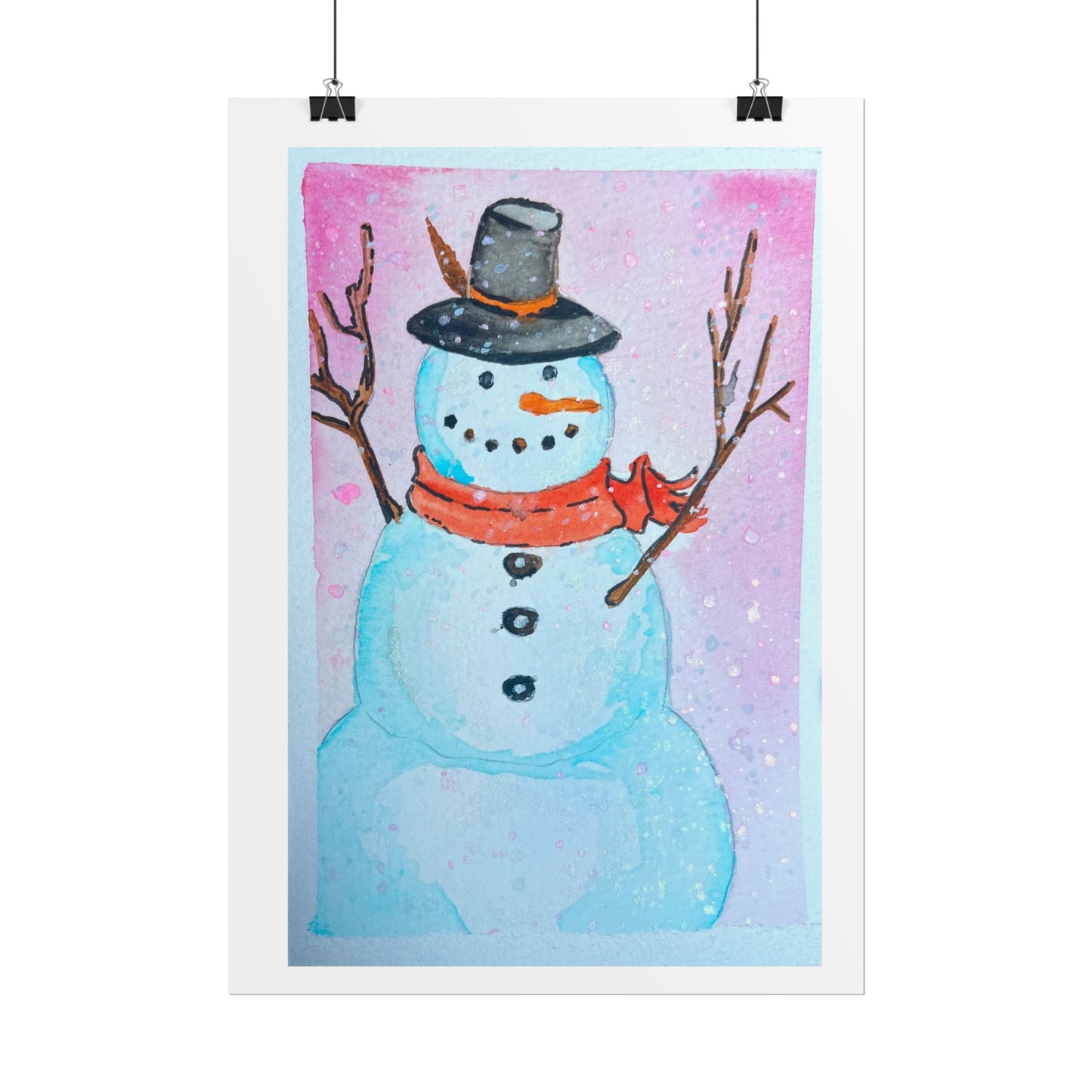 Whimsical Snowman Rolled Poster - Winter Decor for Holiday Celebrations