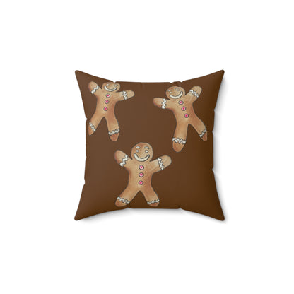 Gingerbread Cookie Decorative Pillow for Cozy Holidays - Brown