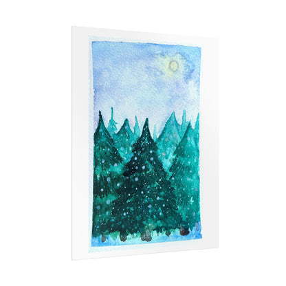 Serene Nature Rolled Poster - Watercolor Forest Landscape Art