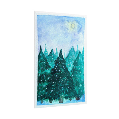 Serene Nature Rolled Poster - Watercolor Forest Landscape Art