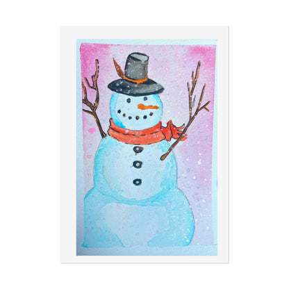 Whimsical Snowman Rolled Poster - Winter Decor for Holiday Celebrations