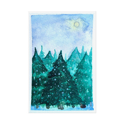 Serene Nature Rolled Poster - Watercolor Forest Landscape Art