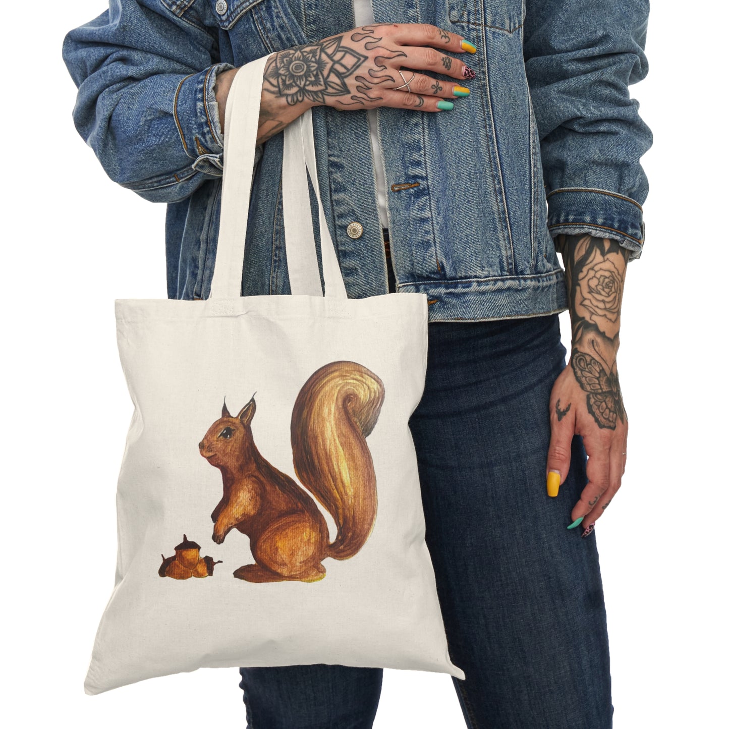 Natural Tote Bag - squirrel