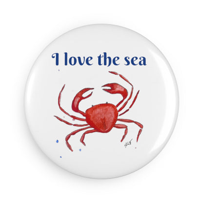 Button Magnet, Round (1 & 10 pcs) - crab