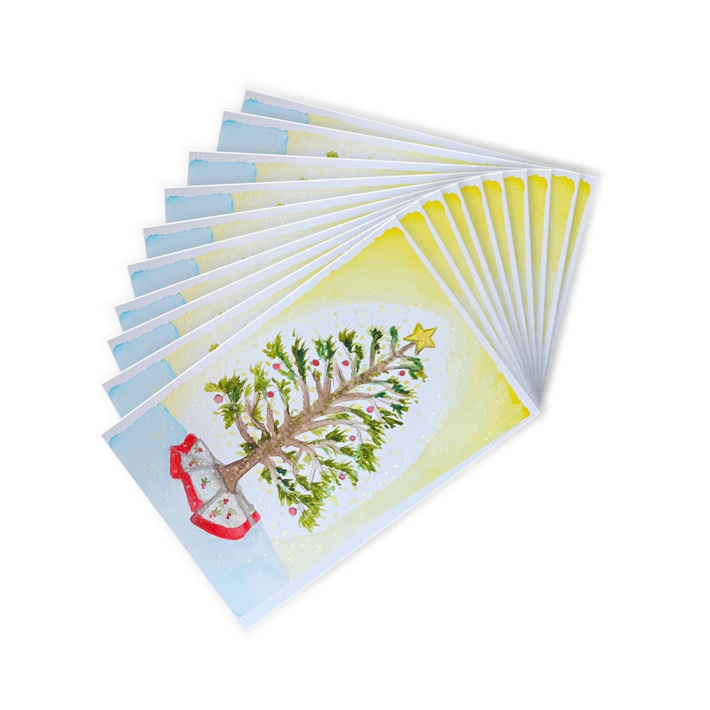 Holiday Postcards Set (10pcs) - Festive Tree Design for Seasonal Greetings