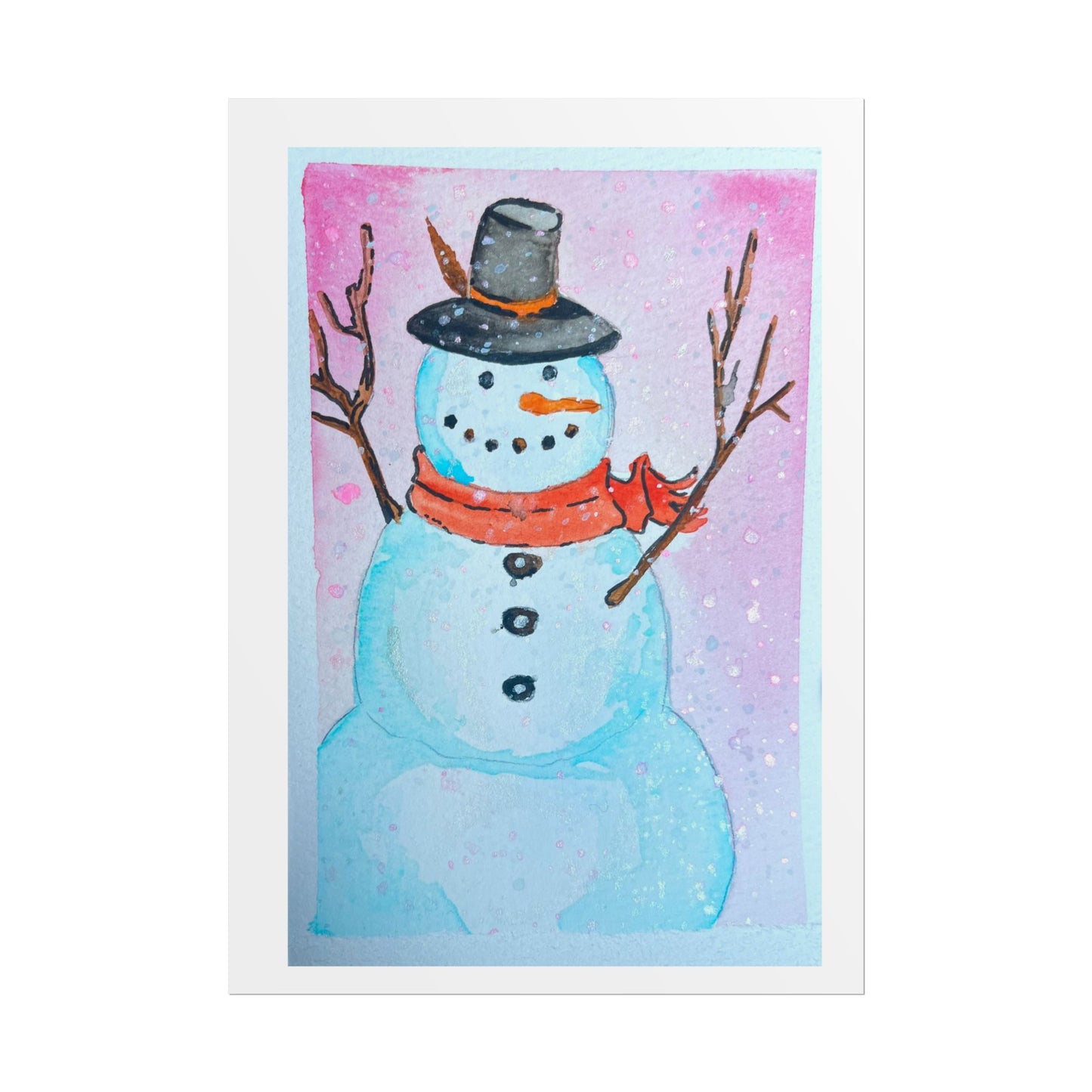 Whimsical Snowman Rolled Poster - Winter Decor for Holiday Celebrations