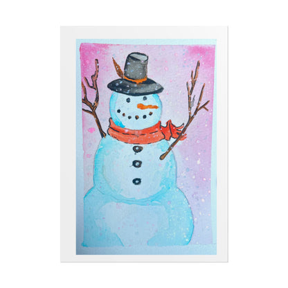 Whimsical Snowman Rolled Poster - Winter Decor for Holiday Celebrations