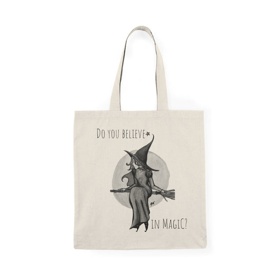 Natural Tote Bag - Witch B&W