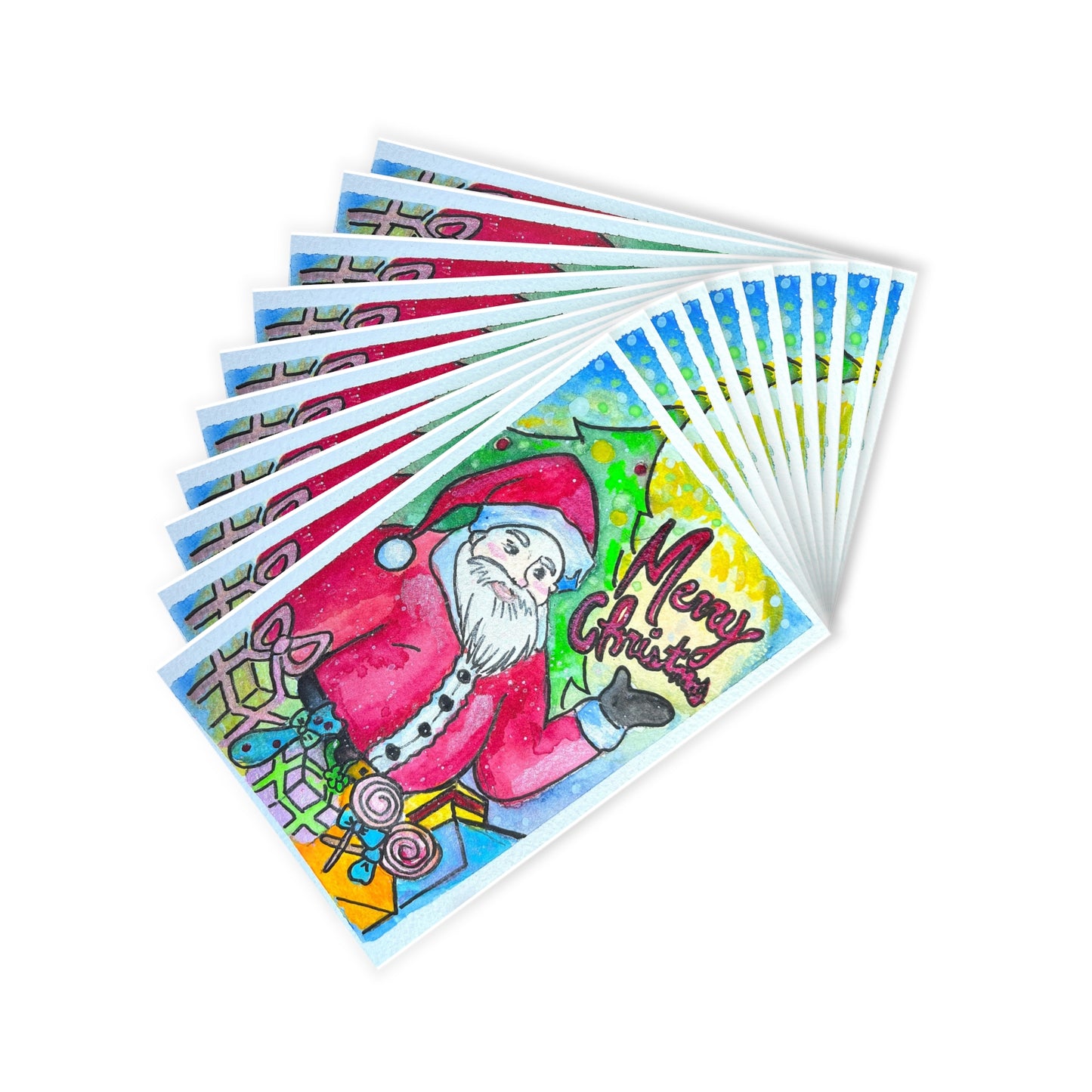 Festive Santa Postcards - 10 Pack for Holiday Greetings