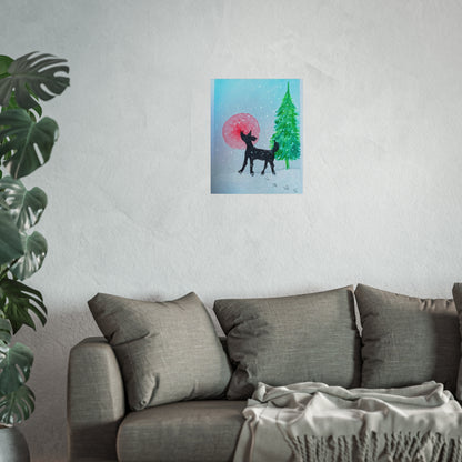 Whimsical  Raindeer Fine Art Poster - Winter Wonderland Decor